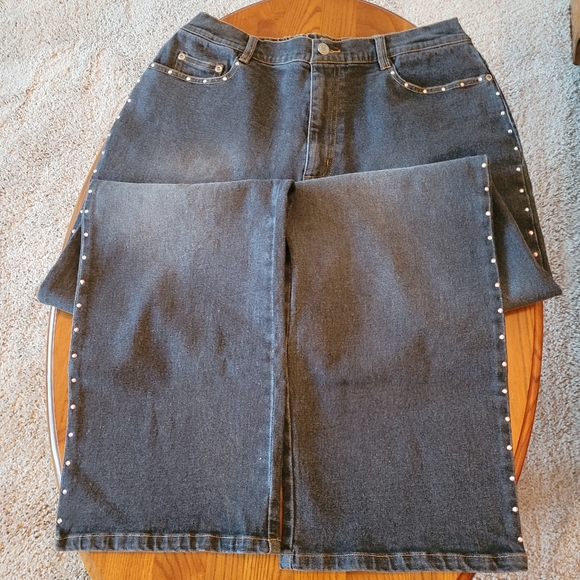 Quacker factory rhinestone studded jeans, size L - NEW - Picture 8 of 9
